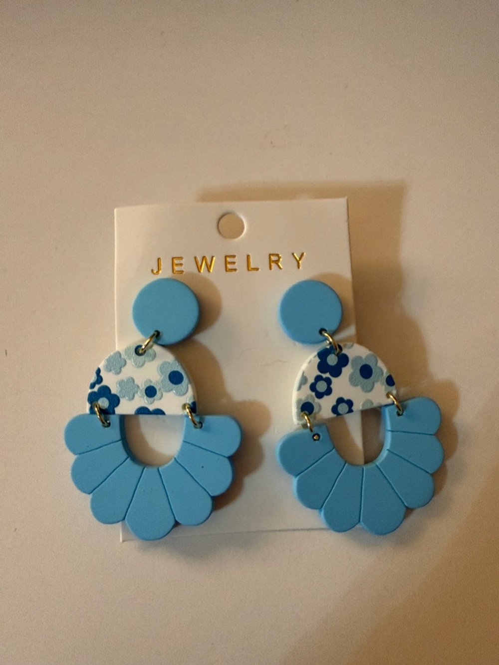 Blue Floral Dangle Earrings